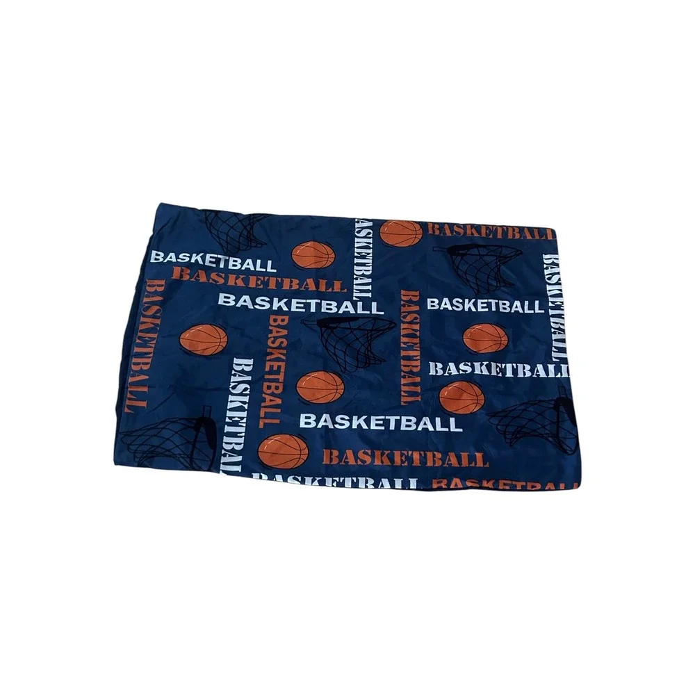 Navy Blue Basketball Print Pillowcase Sports Theme Bedding Standard Size